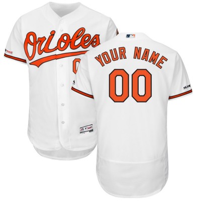 Baltimore Orioles Majestic Home Flex Base Authentic Collection Custom Jersey White